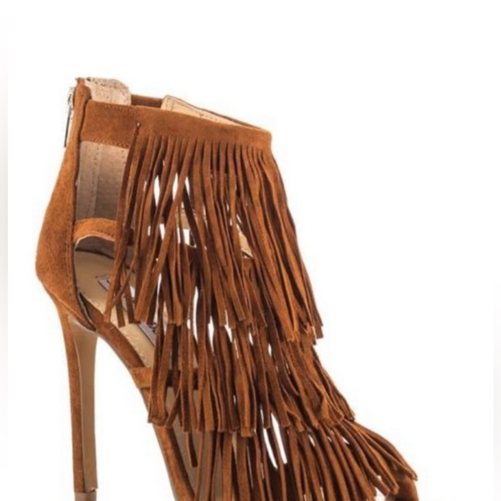 Brown Fringe Heels
